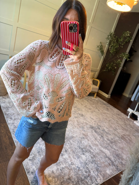 Blush Crochet Sweater