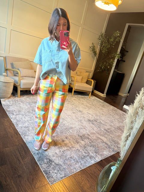 Plaid Barrel Pants