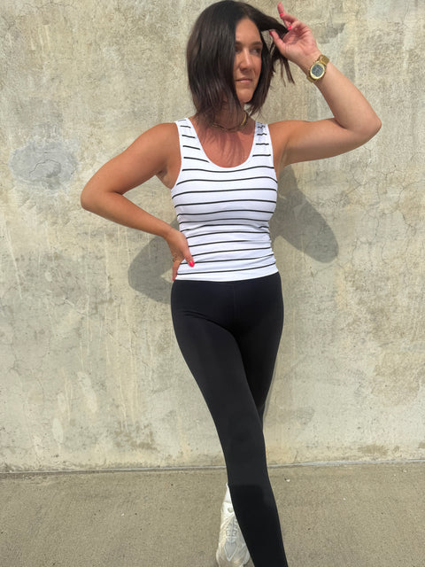 Classic Ribbed Tank-black/white