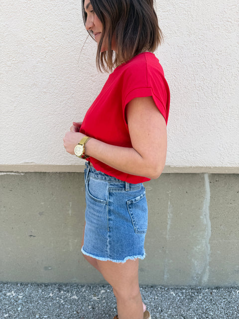 Rebecca Denim Shorts-Dark Wash