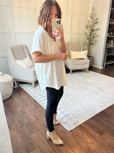 Textured Ribbed Top - Off White