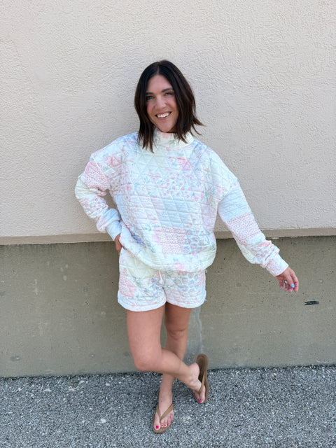 Floral Mock Neck Sweatshirt