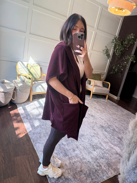 Free Time Poncho-burgundy