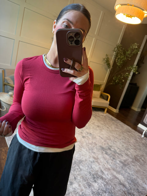 layered effect top-dk red