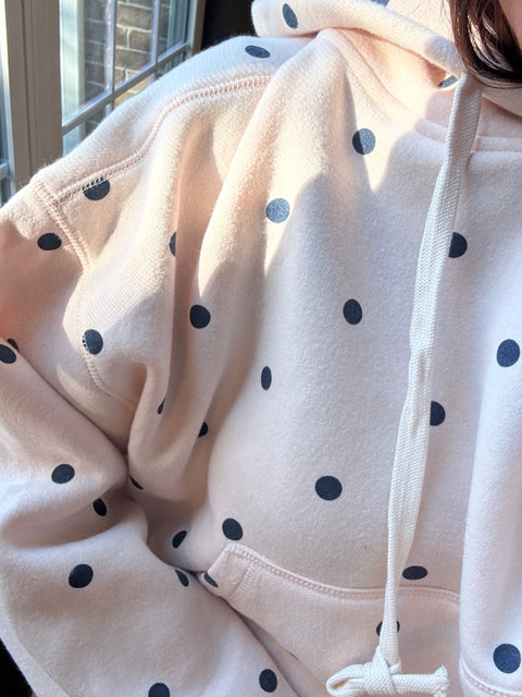 Spotted Hoodie- cream/navy