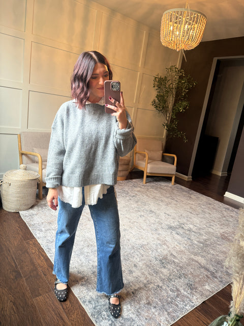 Tie Back Sweater-Grey