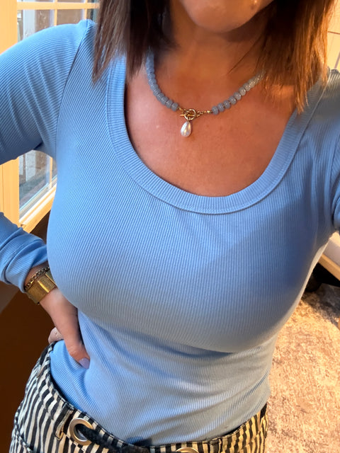 Blue Pearl Toggle Necklace