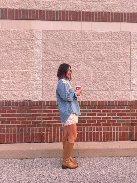 contrast denim top