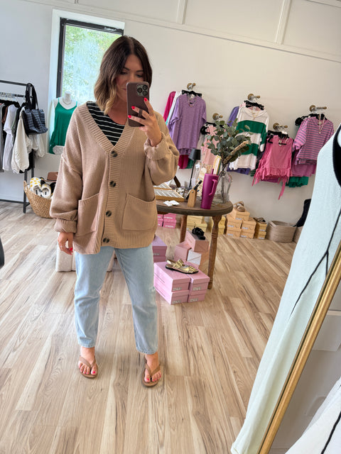 Here Always Cardi-Dk Taupe