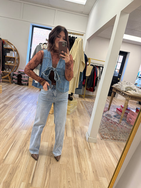 Looks Easy Lace Top-Red Bean