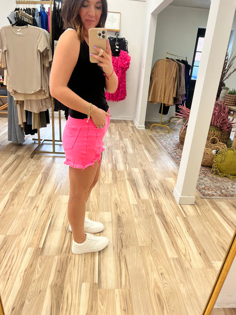 Hot Pink Denim Shorts