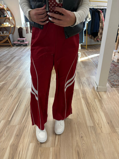On the Move Track Pants-Crimson
