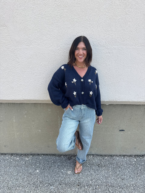 floral embroidered cardigan