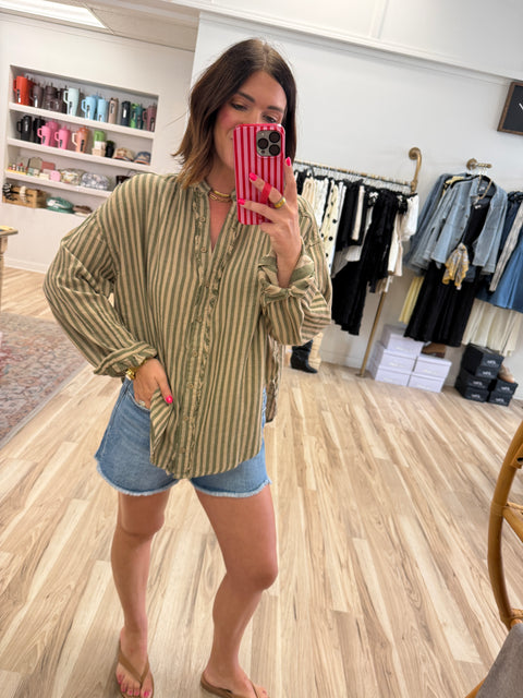 Ruffle Placket Blouse