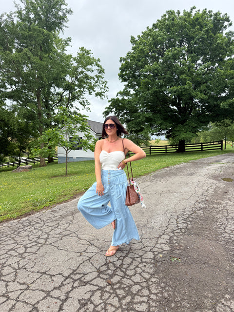 Denim slouchy culottes