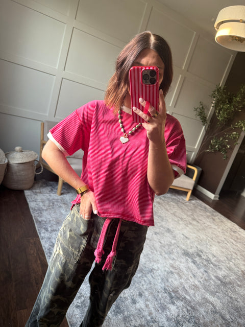 contrast striped tee
