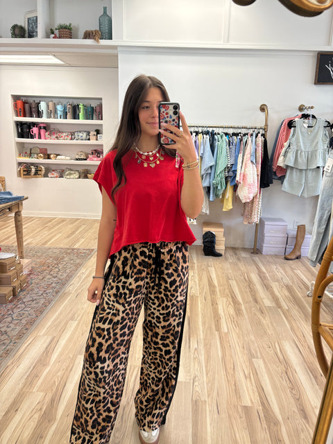 Leopard Striped Pants- Black