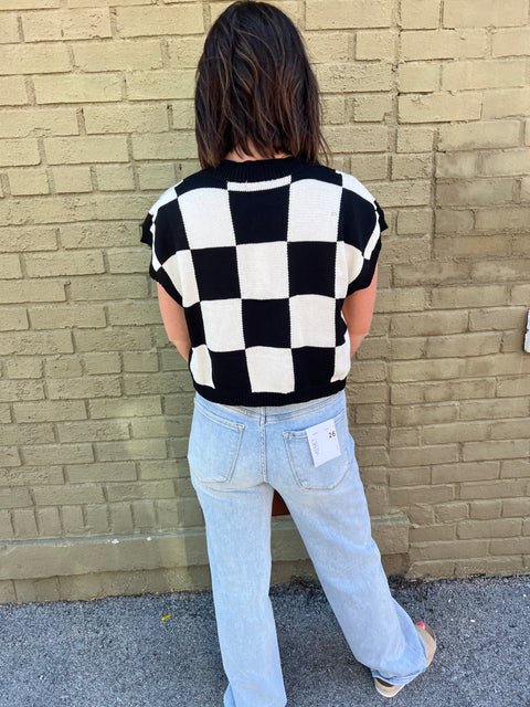 the Hannah Checkered Top-Black