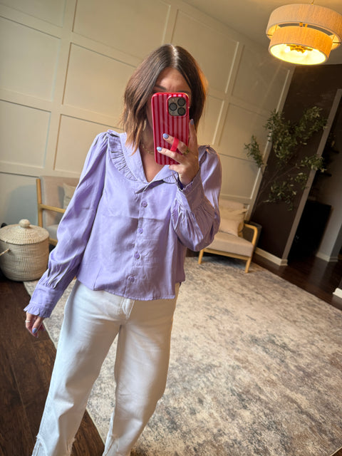 Ruffle Collar Button Down