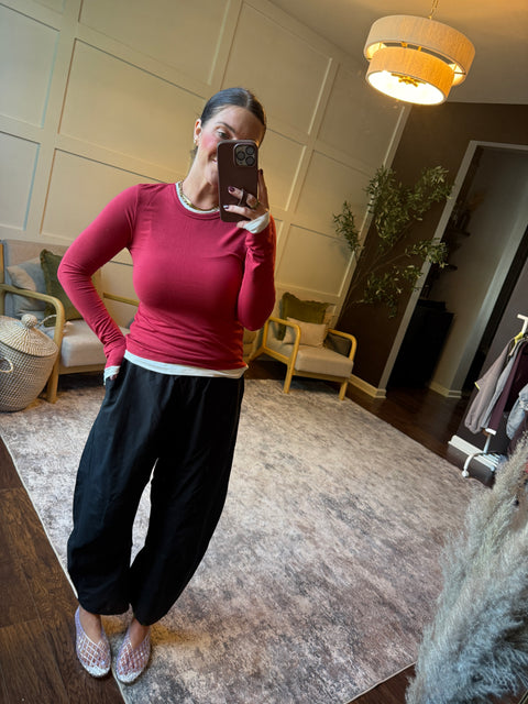 layered effect top-dk red