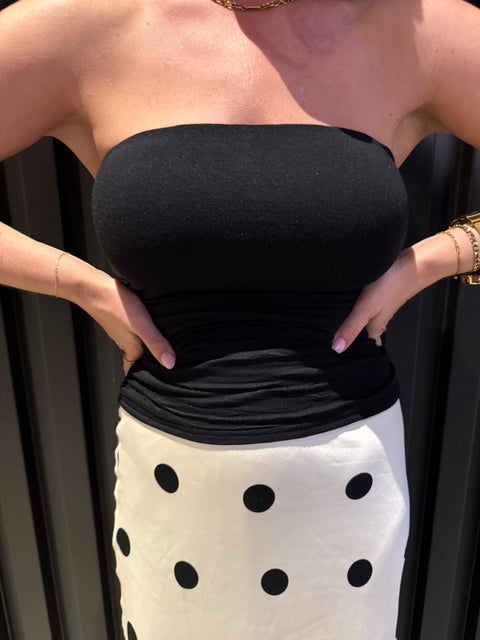 Strapless Scrunch Top-Black