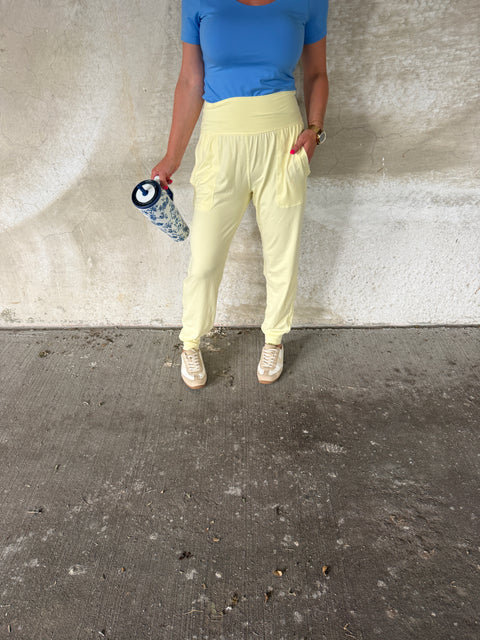 butter soft joggers-lemon