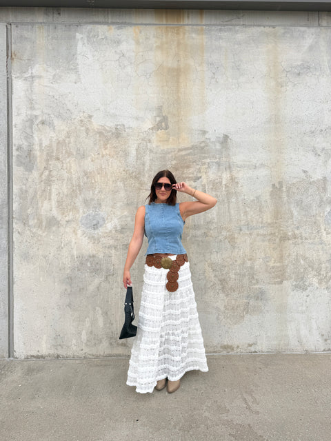 Downtown Cowgirl Skirt-white