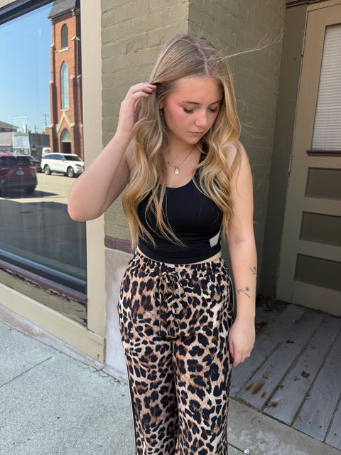 Leopard Striped Pants-choc stripe