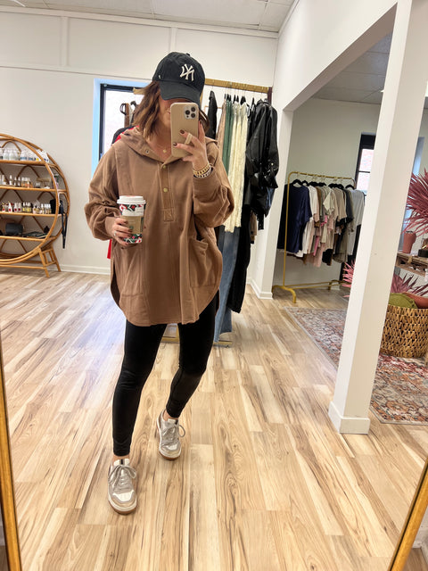 Pop Off Hoodie - Brown