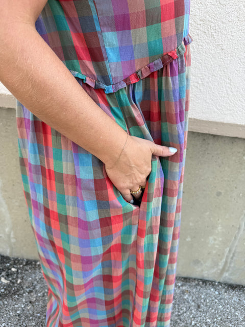 Multi Plaid Maxi Dress