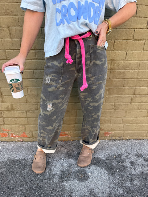 Braided Waist Camo Pants