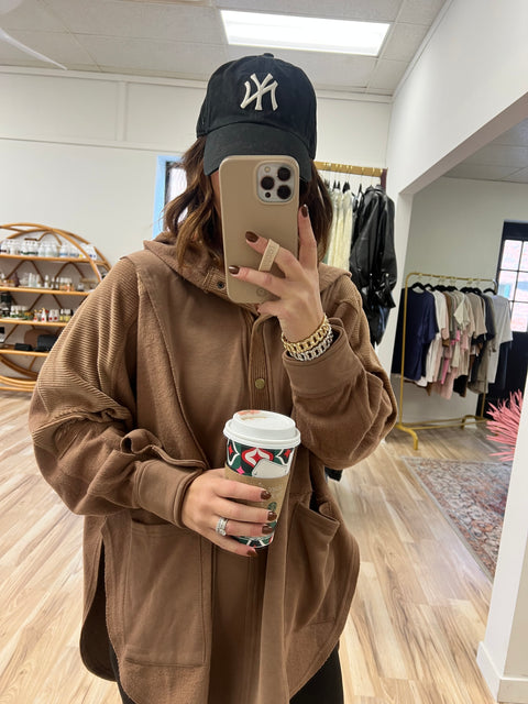 Pop Off Hoodie - Brown