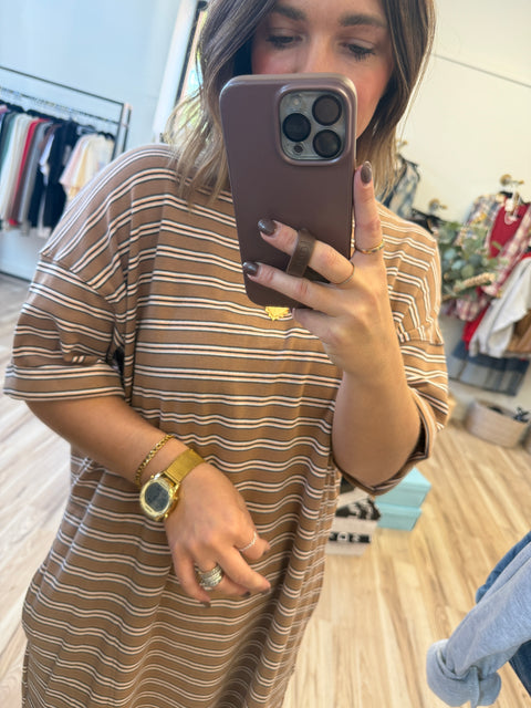 Striped T-shirt Dress down