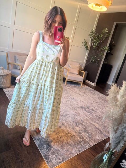 Stripe floral contrast dress