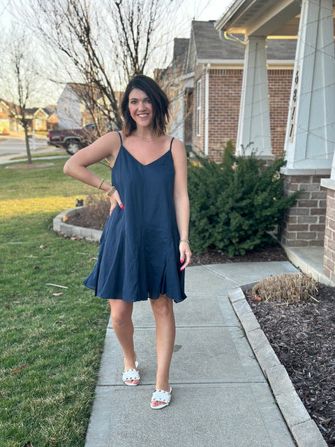Flirt Alert Dress - Navy