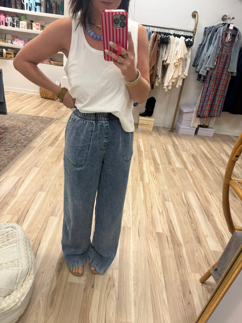 Washed Chambray Pants