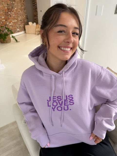 Jesus Loves You Hoodie-Violet