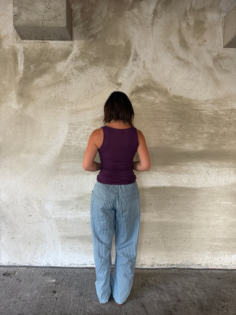 square neck ribbed essential tank-purple iris