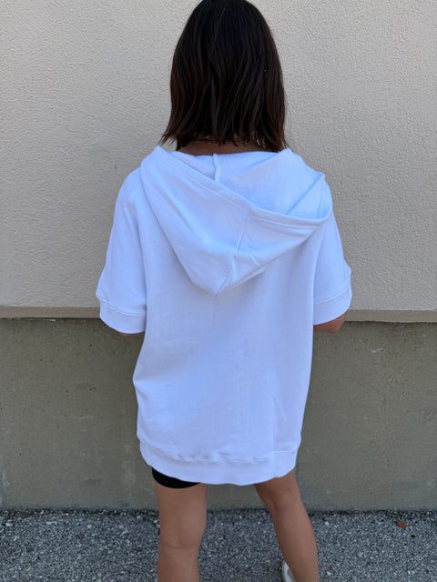 malibu short sleeve hoodie-white