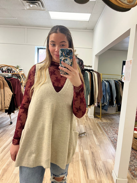 Telling You Sweater Vest-Natural