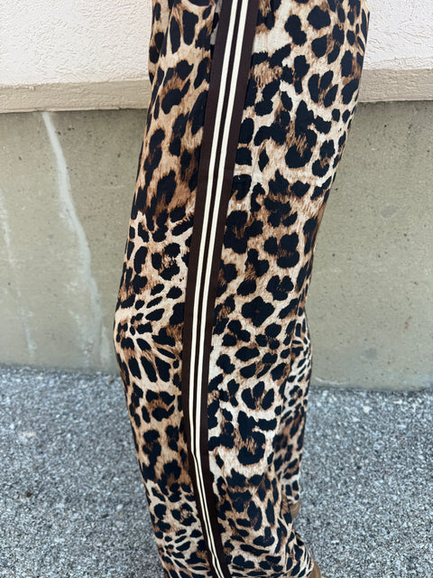 Leopard Striped Pants-choc stripe