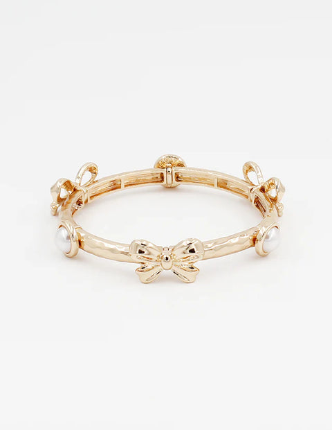 Bow + Pearl Stretch Bracelet