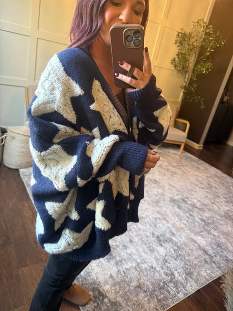 Written in the Stars Cardi-Navy