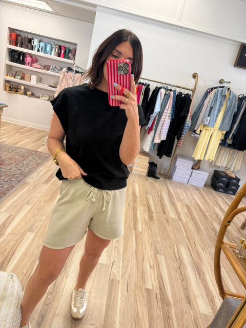 French Terry Cap Sleeve- black