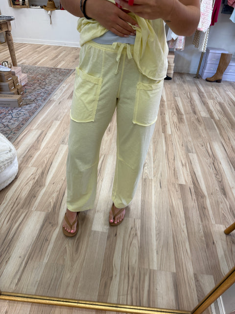 Slub Barrel Pants-Lemon