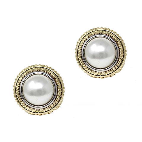 gold circle with pearl stud