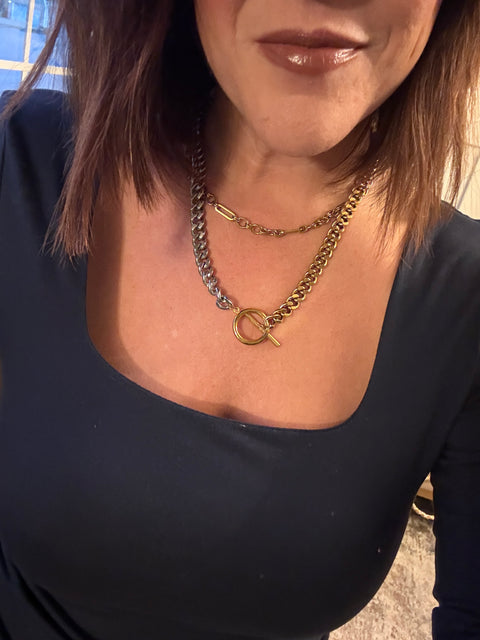 Two toned toggle necklace