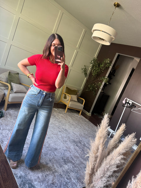 Striped Wide Leg Denim
