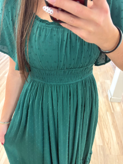 Swiss Dot Flutter Sleeve Dress