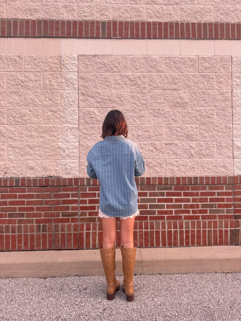 contrast denim top